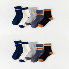 10 Pairs Stripe Print Ribbed Socks Women's Stockings