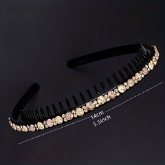 Rhinestone Decor Hair Clip Headband With Teeth Elastic Hair Headdress