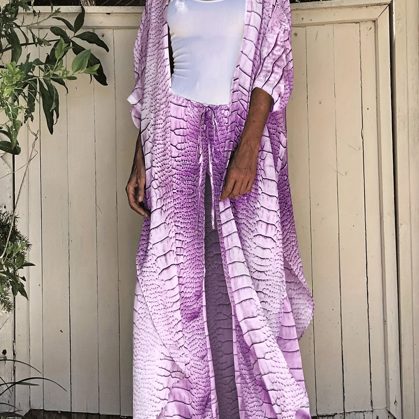 Crocodile Print 2-Pc Swimsuit & Cover Up Set