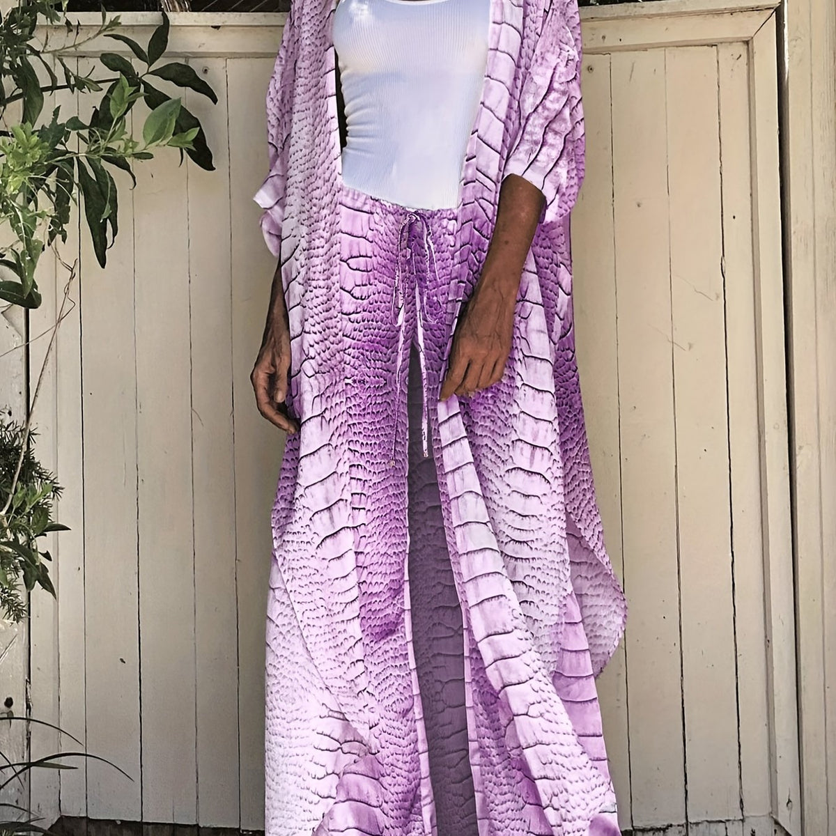 Crocodile Print 2-Pc Swimsuit & Cover Up Set
