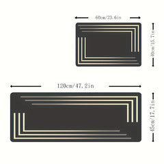 Golden Lines Print Kitchen Mat Anti-fatigue Runner Rug