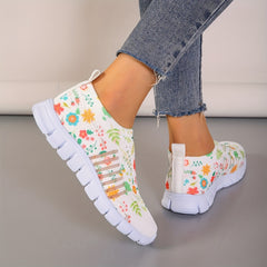 Floral Print Sock Shoes Low Top Slip On Comfy Running Shoes