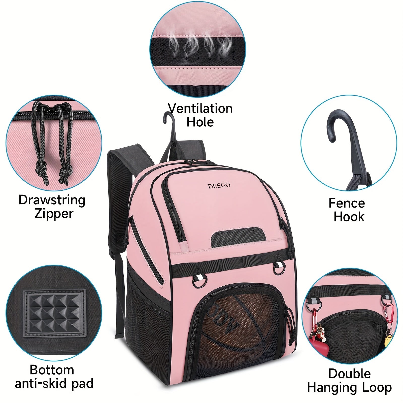 Large Capacity Basketball Backpack with Ball and Shoe Compartment