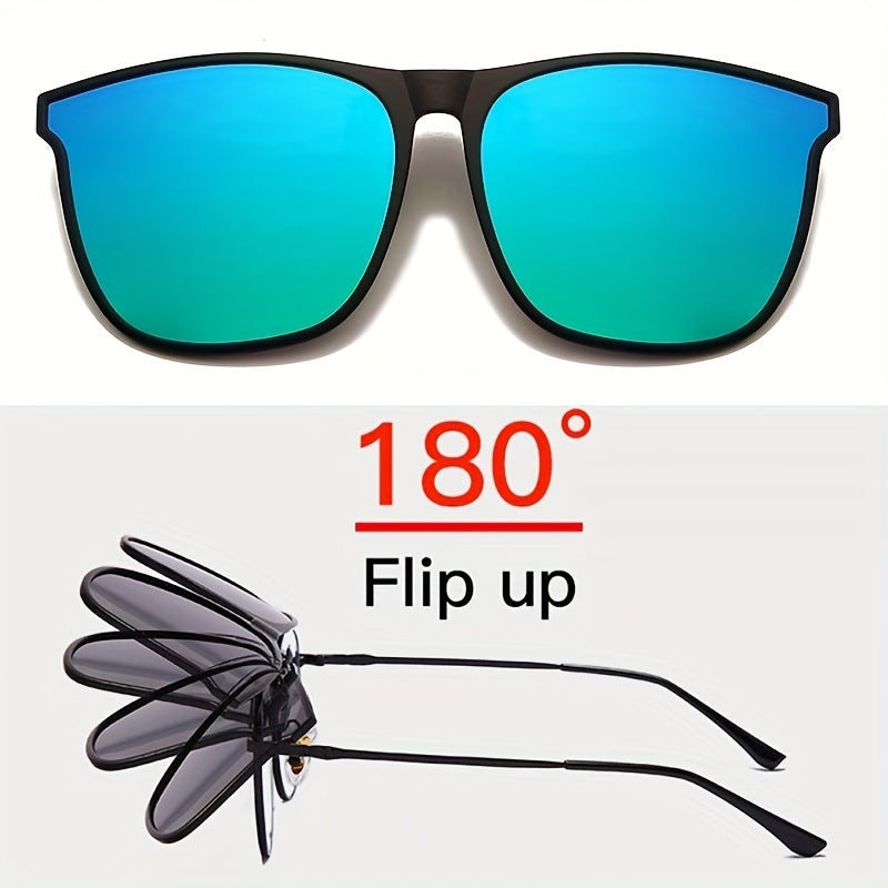 Clip on Sunglasses Polarized TR90 Frame Lightweight Flip Up Driving Fishing