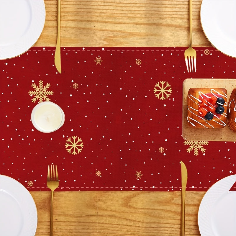 Red Plaid Santa Claus Table Runner - Christmas Decor