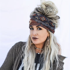 Boho Vintage Headband African Style Hair Band Elastic Wide Knot