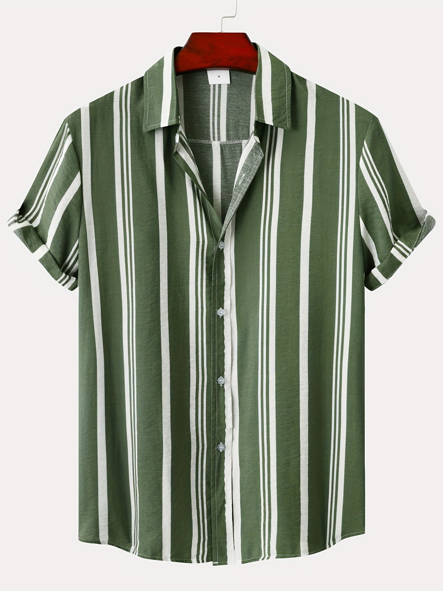 Stripe Print Men's Short Sleeve Shirt for Vacation