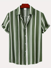 Stripe Print Men's Short Sleeve Shirt for Vacation