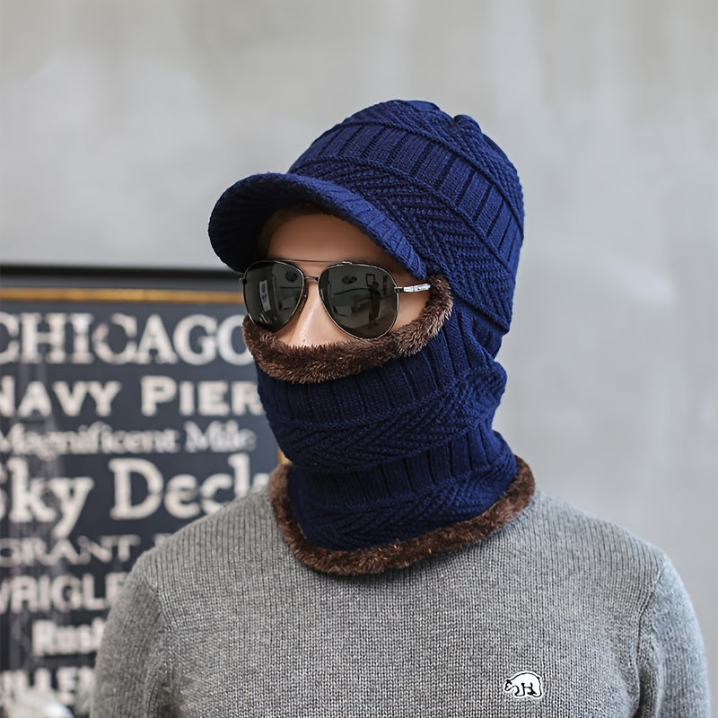Men's Winter Fleece Beanie Scarf Set