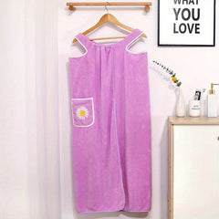 Coral Fleece Bathrobe Strong Absorption Spa Wrap Towel