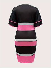  Casual Dress Women's Plus V Neck Slim Fit Dress