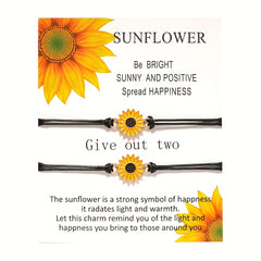 2pcs Daisy Sunflower Braided Rope Bracelets for Couple