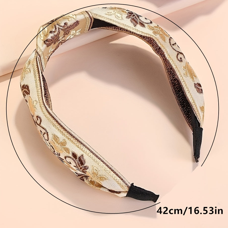 3pcs Ethnic Style Embroidered Headband Knotted Retro Versatile Hair Accessories