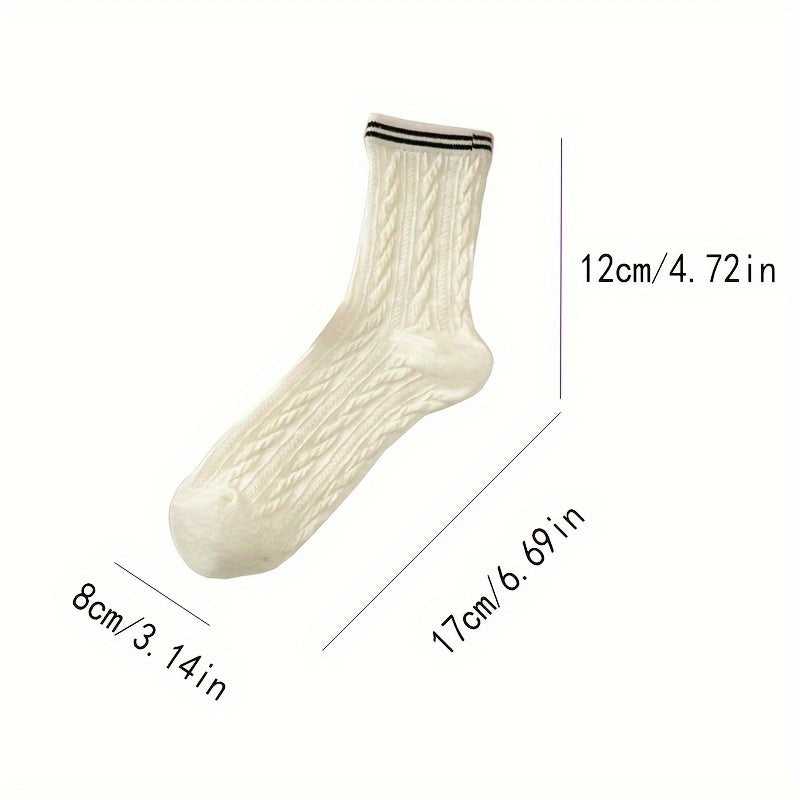 4 Pairs Striped Mid Tube Socks Women's Stockings