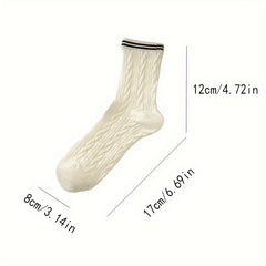 4 Pairs Striped Mid Tube Socks Women's Stockings