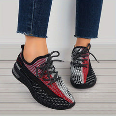 Women's Lace Up Sneakers Flying Woven Mesh Outdoor Running Shoes