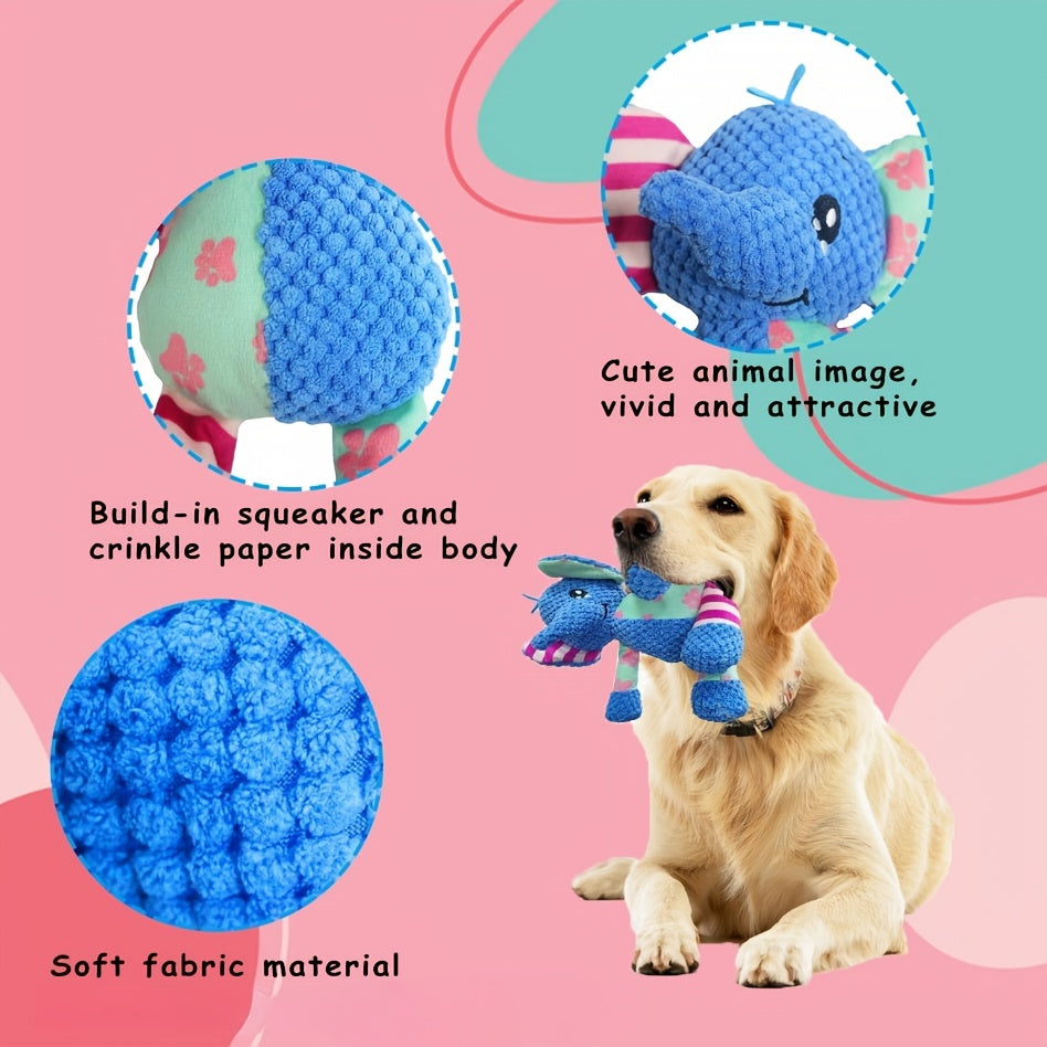 Cute Elephant Plush Toy Durable Soft Squeaky Stuffed Animal