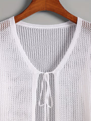 Long Sleeve Open Knit Cardigan Solid Casual Sweater