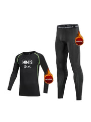 2pcs Kids Fleece Compression Sets Letter Print Crew Neck Pullover Matching Pants