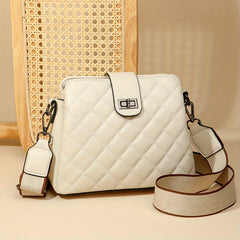 Argyle Quilted Crossbody Bag Solid Shoulder Bag Small Turn Lock