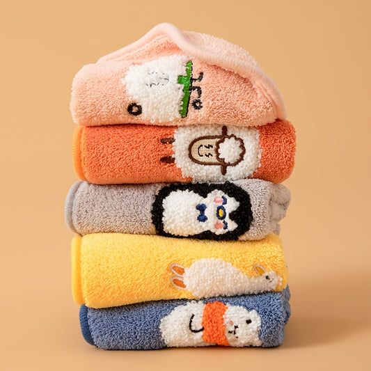 5pcs Cute Cartoon Animal Design Kids Face Towels