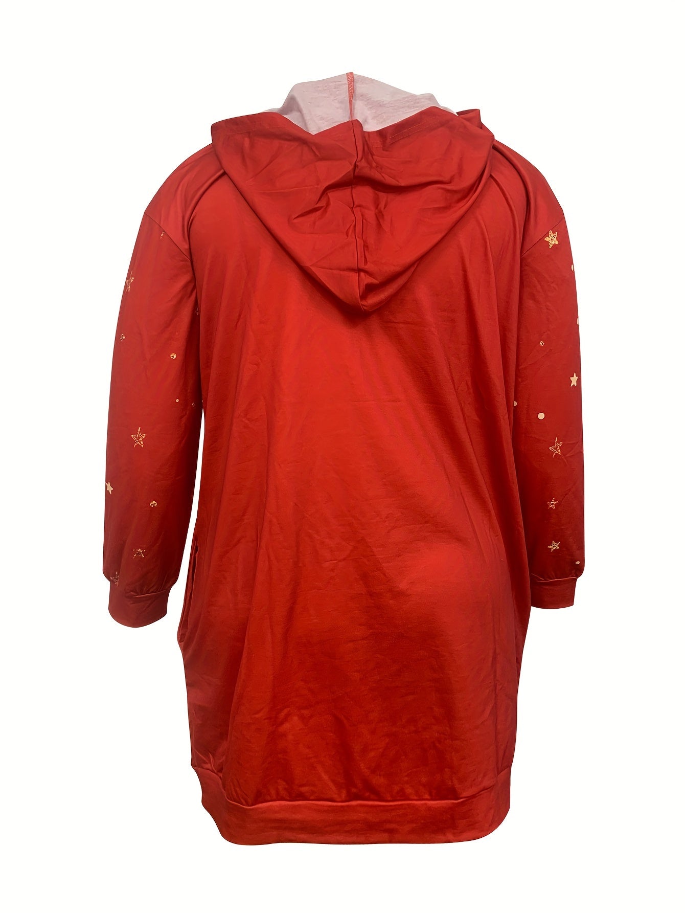  Christmas Casual Dress Women's Plus Slogan & Deer Print Hooded Dress