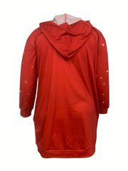  Christmas Casual Dress Women's Plus Slogan & Deer Print Hooded Dress