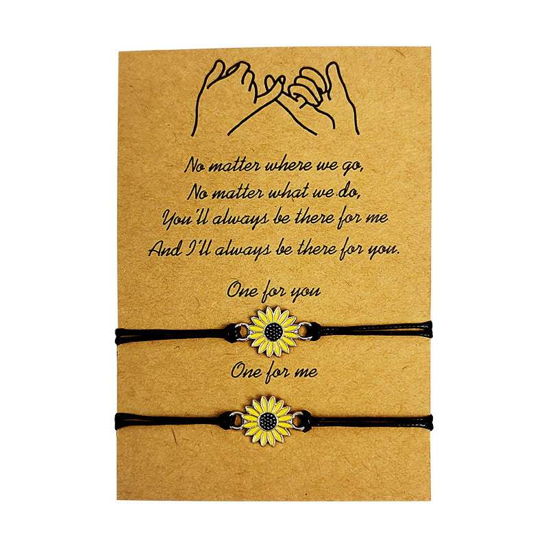 2pcs Daisy Sunflower Braided Rope Bracelets for Couple