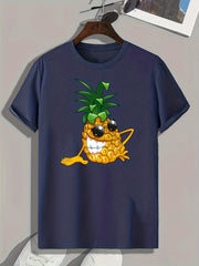 Pineapple Pattern Print Men's Comfy Sports T-shirt
