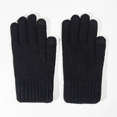 Double Layered Plush Knitted Touch Screen Gloves Winter Windproof