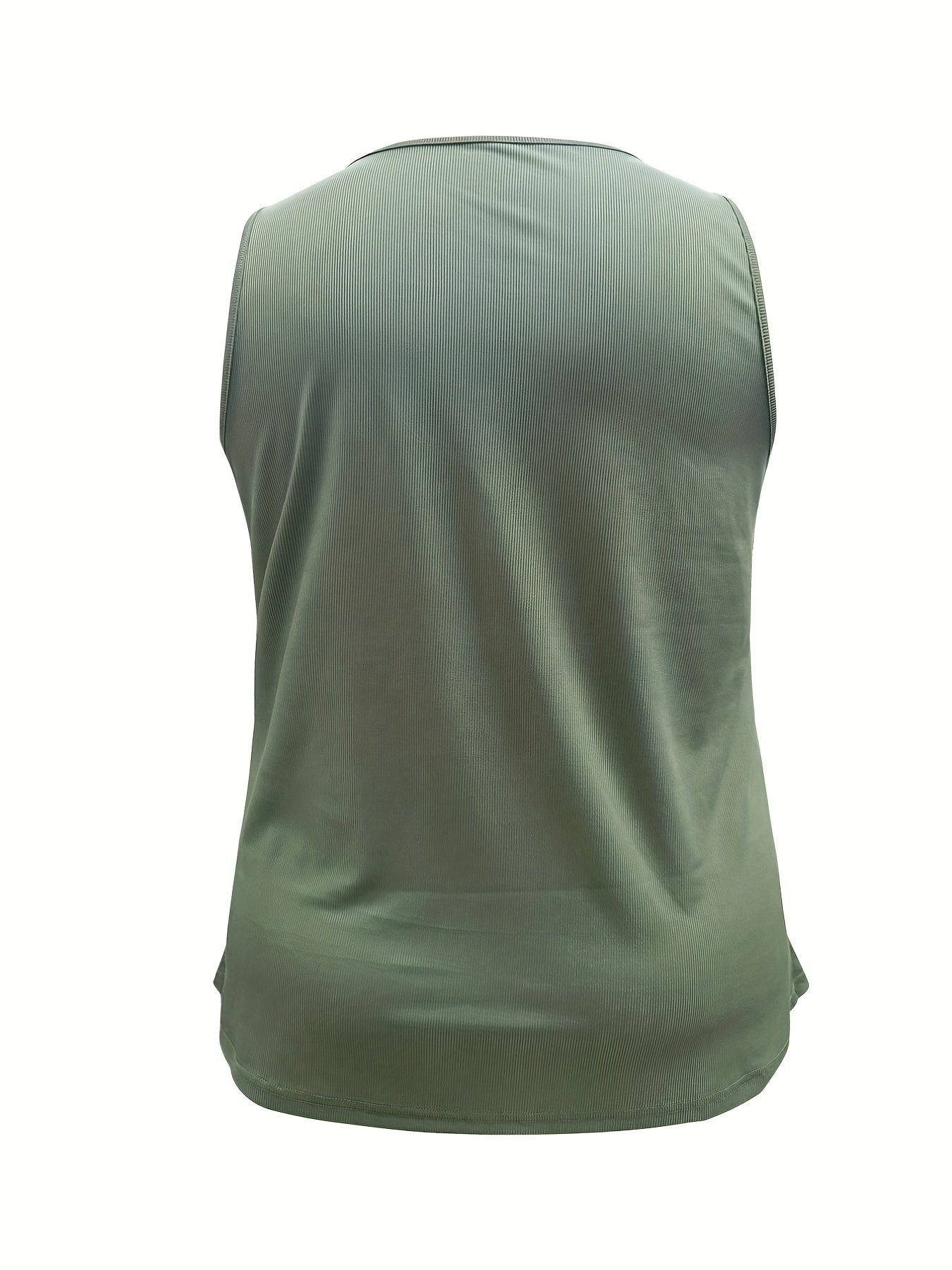  Ribbed V Neck Button Tank Top