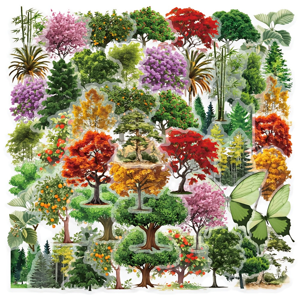 YIIMANNER 50pcs Forest Plant Landscape PET Stickers for Scrapbook