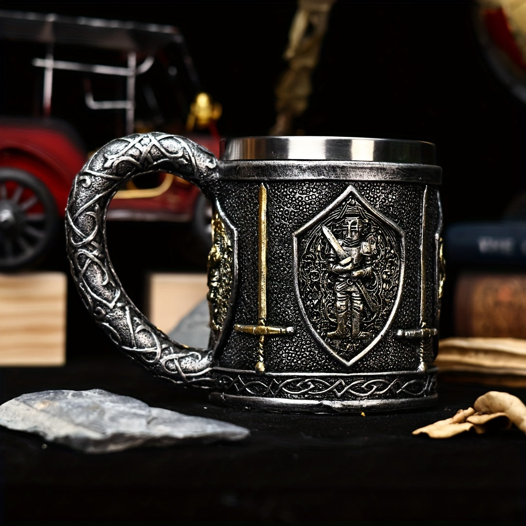 Medieval Warrior Stainless Steel Mug Castle Armor Insulated Coffee Cup