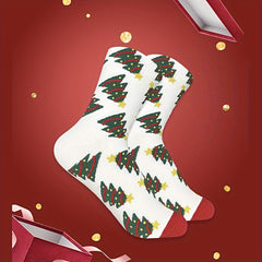 Christmas Trees Print Socks Comfy Mid Tube Women's Stockings