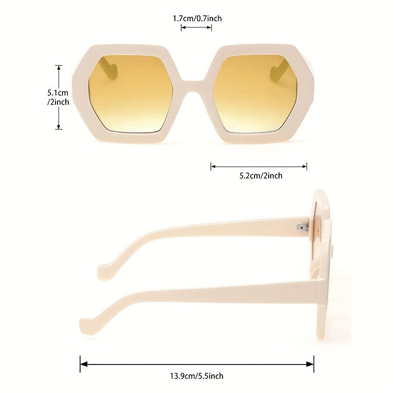 Large Geometric Sunglasses Casual Gradient Lens Glasses With Glasses Chain