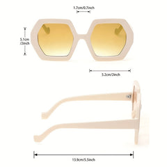 Large Geometric Sunglasses Casual Gradient Lens Glasses With Glasses Chain