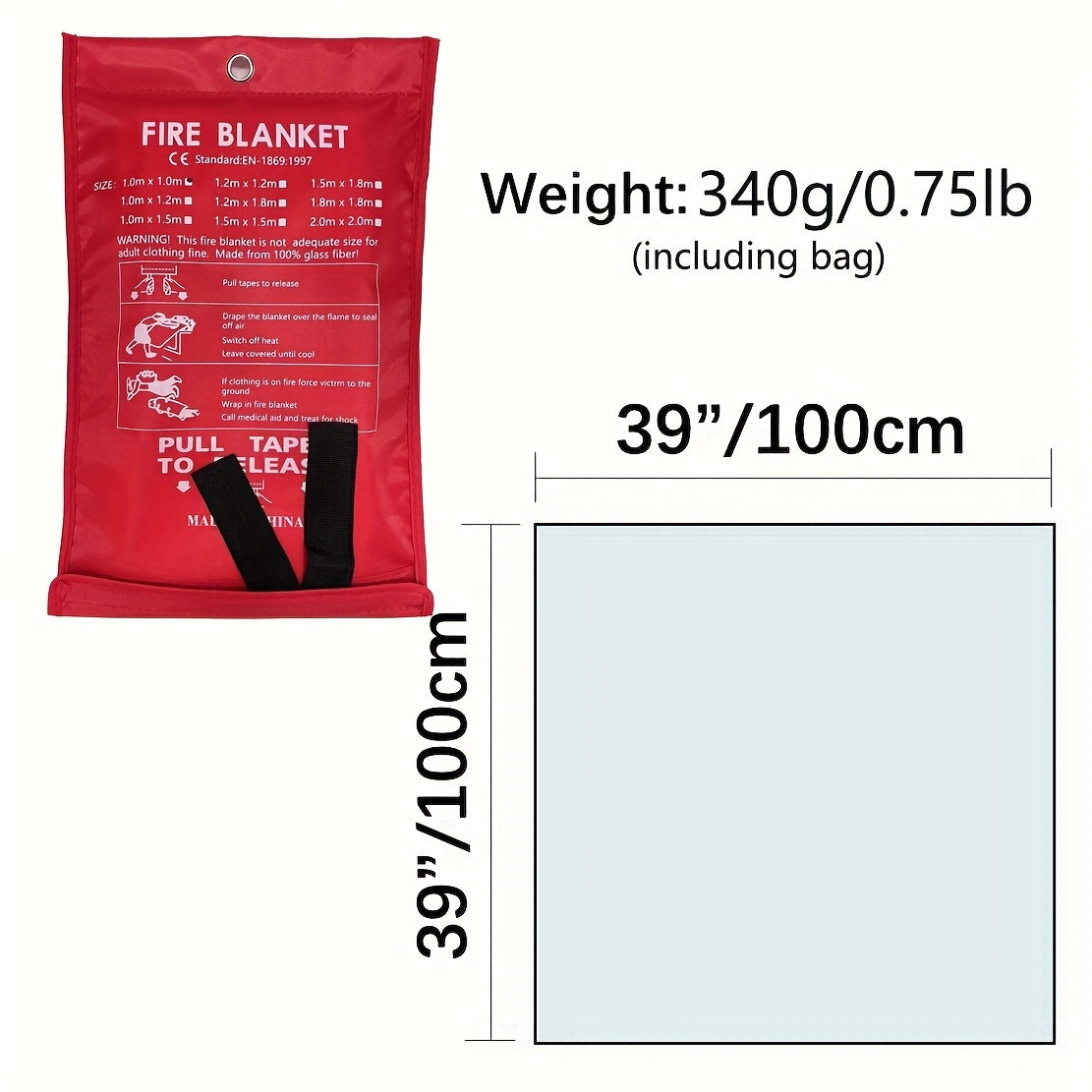 2 Packs Fire Blanket 99 06cm 99 06cm Fiberglass Emergency Flame Retardant