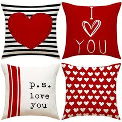 Set of 4 Linen Printed Throw Pillow Covers