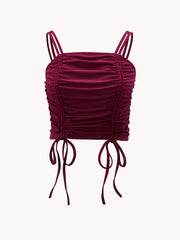 Ruched Cami Top Sleeveless Casual Summer Dual Drawstring