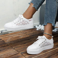 Women's Lace Mesh Sneakers Lightweight Low Top Shoes