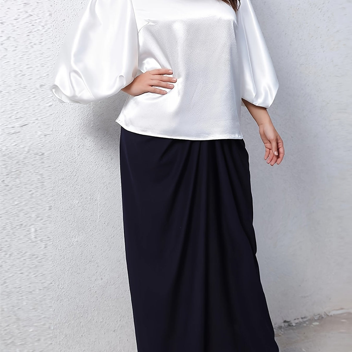  2-Piece Set: Lantern Sleeve Top & Maxi Skirt