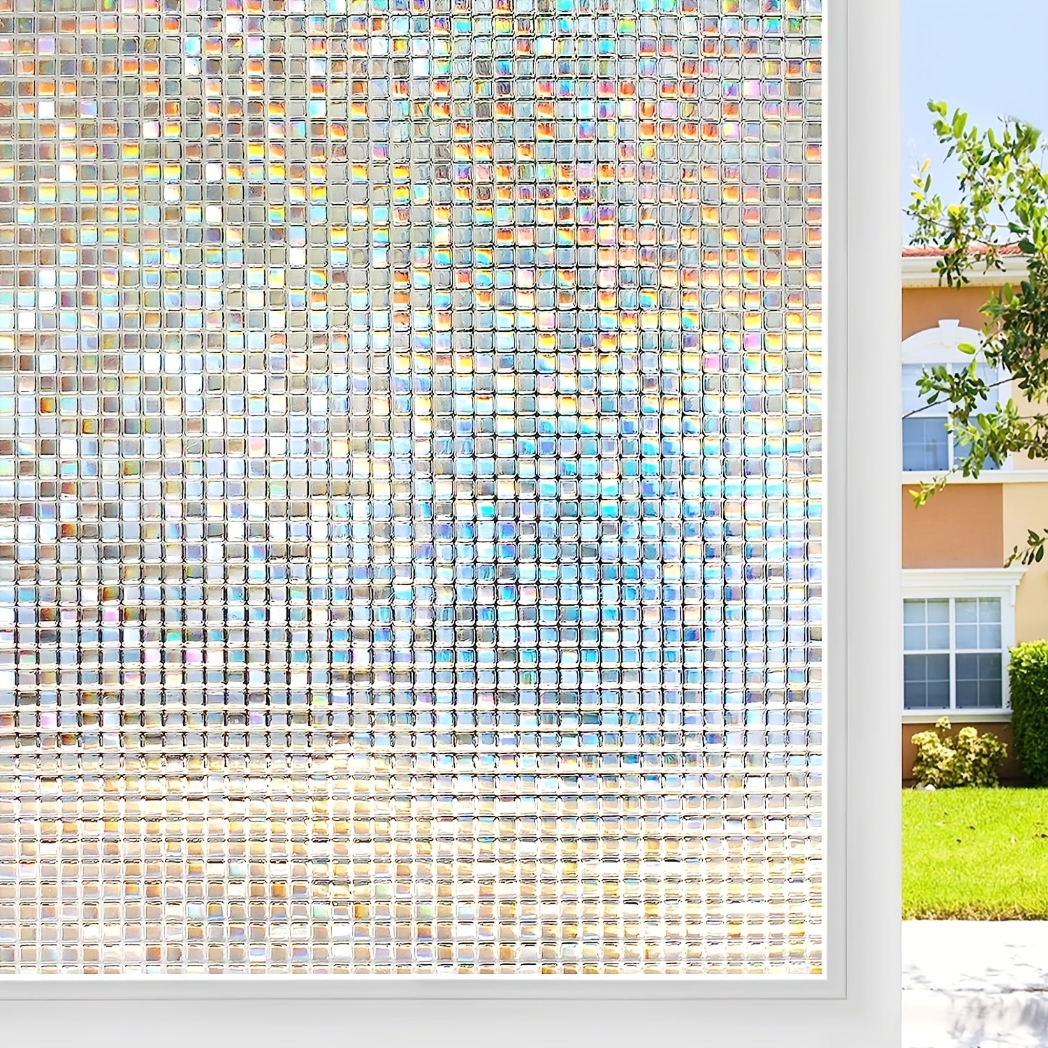 Frosted Mosaic Grid Privacy Glass Window Film