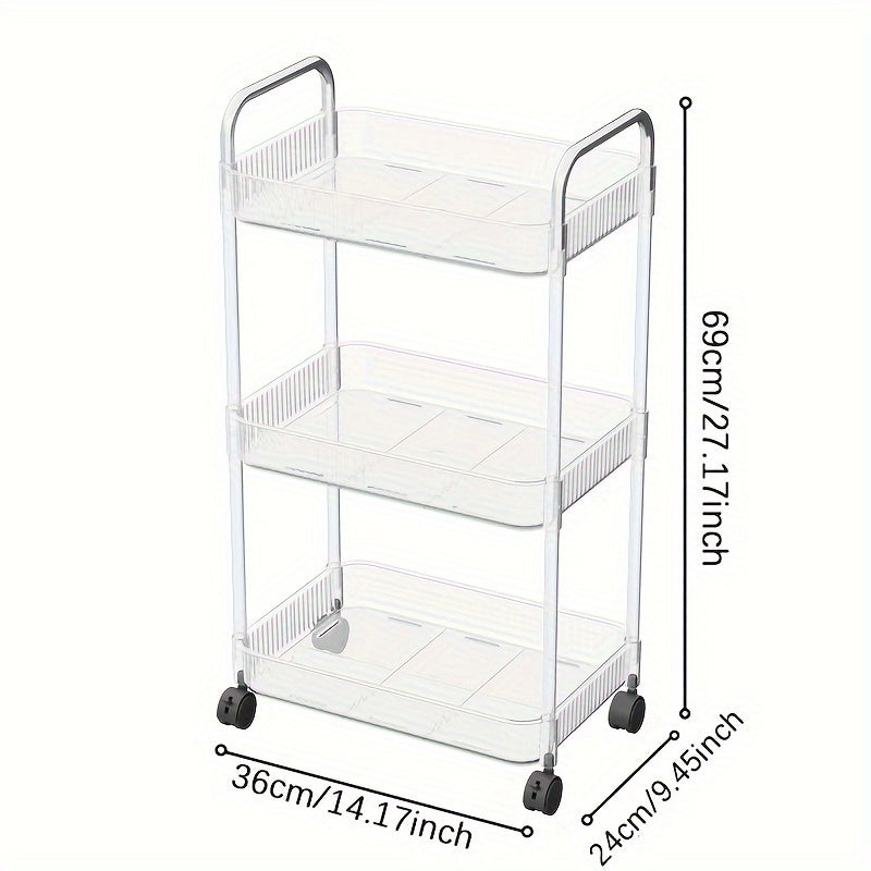 Acrylic Utility Cart Rolling Organization Cart Multifunctional Storage Shelves