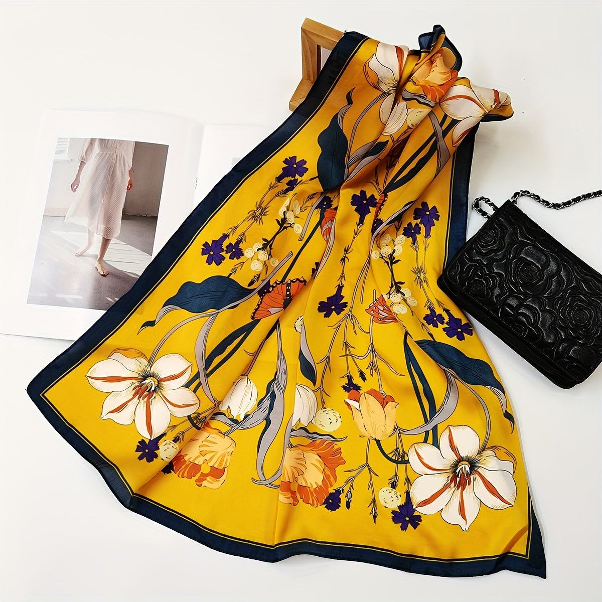 70cm Small Square Print Scarf Casual Neckerchief Women's Warm Shawl