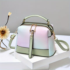 Ombre Square Crossbody Bag Zipper Women's Small PU Leather Purse