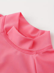 Girls 3pcs Swimsuit Long Sleeve Top & Shorts & Swim Cap LOVE Heart Pattern