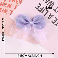 4pcs Mesh Purple Bow Patches Girls Clothing Accessories DIY Hand Sewing