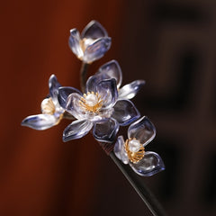 Wooden Hairpin Plate Hairpin Ink Gradient Flower Hairpin Hair Accessories