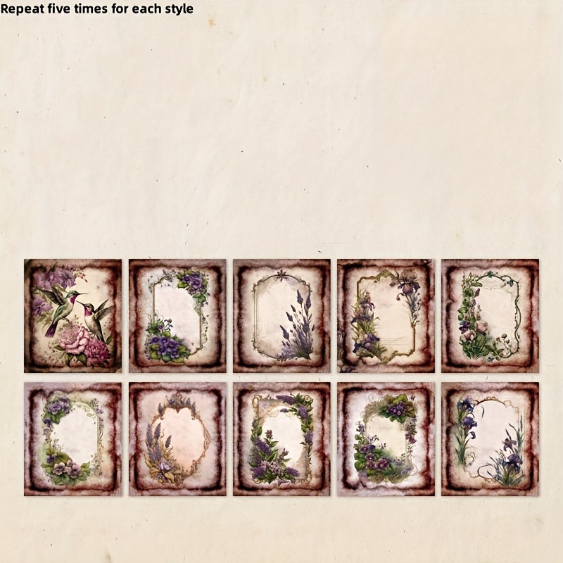 50pcs pack Memory Flower Zone Series Retro Decorative Diary Collage