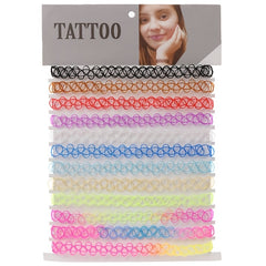 12pcs Vintage Tattoo Chokers Necklace Stretch Henna Gothic Punk Fishing Line Ela
